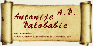 Antonije Malobabić vizit kartica